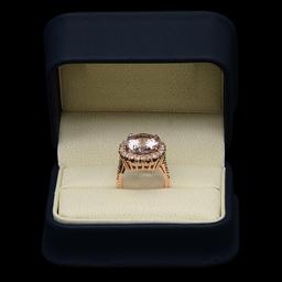14k Gold 9.73ct Kunzite & 1.47ct Diamond Ring