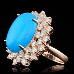 14k Rose 8.50ct Turquoise 3.00ct Diamond Ring