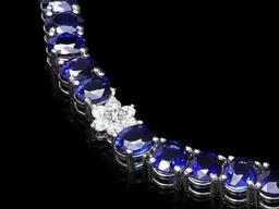 14k Gold 40.00ct Sapphire 1.30ct Diamond Necklace