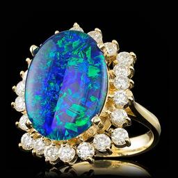 14k Yellow Gold 6.50ct Opal 1.50ct Diamond Ring