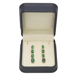 14K Gold 5.55ct Emerald 0.33 Diamond Earrings