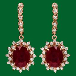 14k 13.50ct Ruby 1.70ct Diamond Earrings