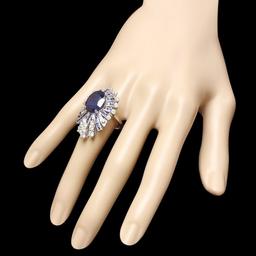14k White Gold 11ct Sapphire 1.70ct Diamond Ring