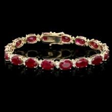 14k Gold 28.00ct Ruby 1.40ct Diamond Bracelet