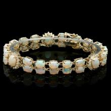 14k Gold 16.5ct Opal 1.10ct Diamond Bracelet