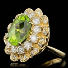 14k Gold 5.50ct Peridot 2.30ct Diamond Ring