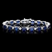 14k Gold 16ct Sapphire 0.75ct Diamond Bracelet