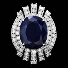 14k Gold 10.50ct Sapphire 1.90ct Diamond Ring