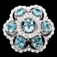 14k Gold 8.00ct Aquamarine 1.35ct Diamond Ring