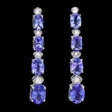 14k Gold 5ct Tanzanite 0.35ct Diamond Earrings