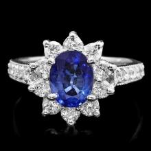 14k Gold 1.80ct Sapphire 1.15ct Diamond Ring