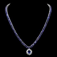 14k Gold 53.2ct Sapphire 1.20ct Diamond Necklace