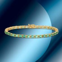 14K Gold 6.89cts Emerald Bracelet