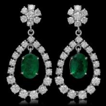 14K Gold 5.83ct Emerald 7.00ct Diamond Earrings