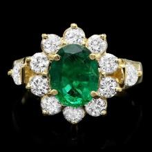 14k Gold 1.50ct Emerald 1.25ct Diamond Ring