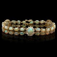 14k Gold 12.5ct Opal 1.75ct Diamond Bracelet