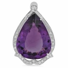 14K Gold 41.70ct Amethyst 0.38ct Diamond Pendant