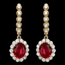 14k Gold 5.3ct Ruby 1.40ct Diamond Earrings