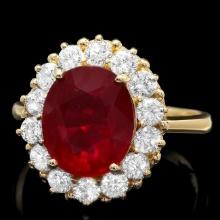 14k Yellow Gold 4.70ct Ruby 1.20ct Diamond Ring