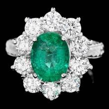 18k White Gold 2.40ct Emerald 2.15ct Diamond Ring