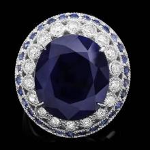 14k Gold 14.7ct Sapphire 0.80ct Diamond Ring