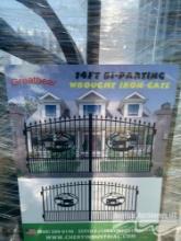 GREAT BEAR 14' BI PARTING WROUGHT IRON GATE W/COW