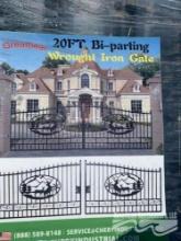 GREAT BEAR 20' BI PARTING WROUGHT IRON GATE W/DEER