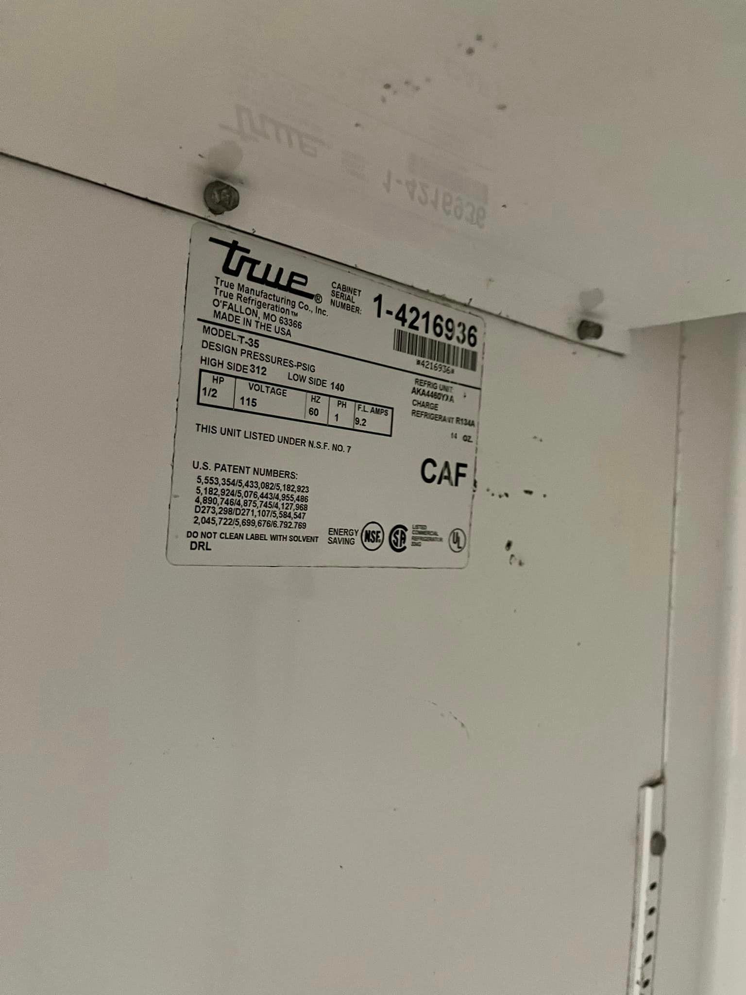 True 2 Door Refrigerator