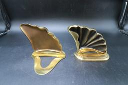 Pair of Brass Sea Shell Bookends