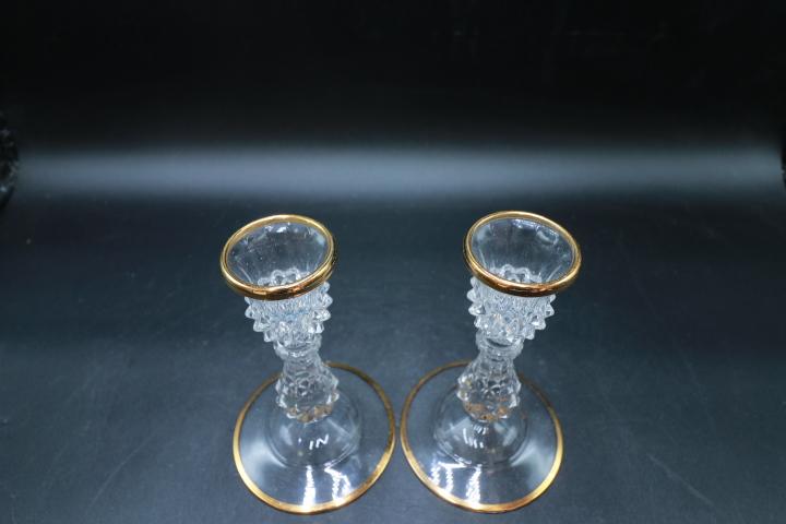 Pair of Gold Trimmed Candlesticks