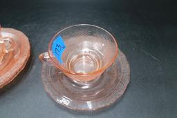 6 Pieces of Cabbage Rose Depression Glass