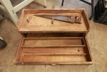Antique Wooden with Antique Disston Saw