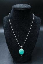 Tiffany & Co Sterling Silver Necklace with Turquoise Pendant