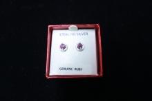 Sterling Silver Earrings with Rubys