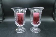 Pair of Crystal Candle Hurricanes