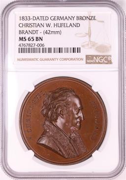 1833 Germany Bronze Christian W. Hufeland Brandt 42mm Medal NGC MS65BN