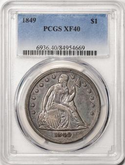 1849 $1 Seated Liberty Silver Dollar Coin PCGS XF40