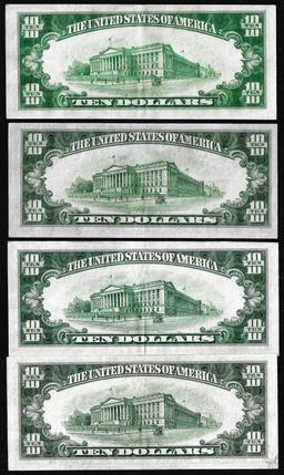 Lot of (4) 1934 $10 Federal Reserve Notes Chicago