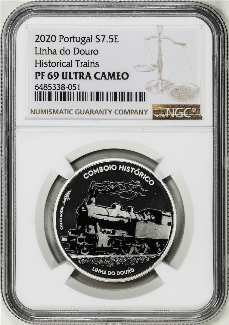 2020 Portugal 7.5 Euros Ibero Historic Train Proof Silver Coin NGC PF69 Ultra Cameo