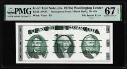 ca. 1970's Washington Center Giori Test Ink Smear Error Note PMG Superb Gem Unc. 67EPQ