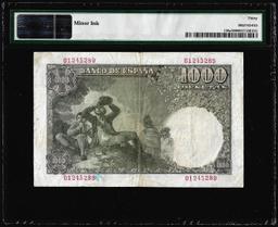 1949 Spain Banco de Espana 1,000 Pesetas Note Pick# 138a PMG Very Fine 30