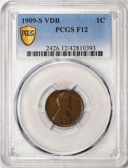 1909-S VDB Lincoln Wheat Cent Coin PCGS F12