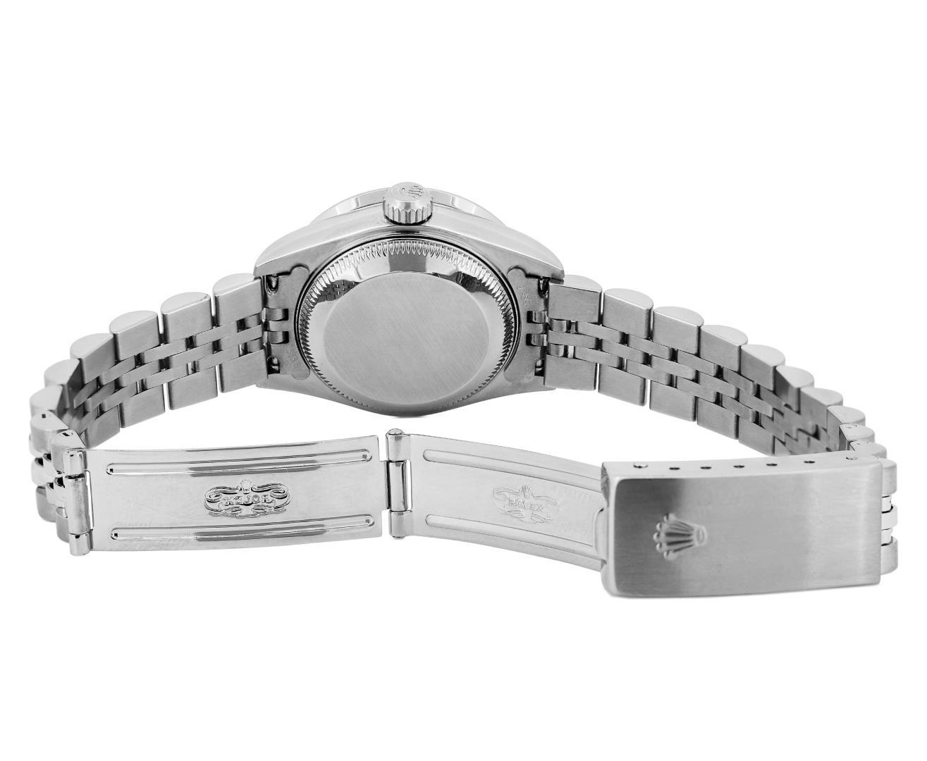 Rolex Ladies Stainless Steel Silver Diamond Date Wristwatch