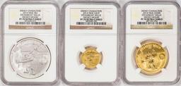 Set of (3) 2014 Disney Steamboat Willie Mickey Mouse Coins NGC PF70 Ultra Cameo w/COA