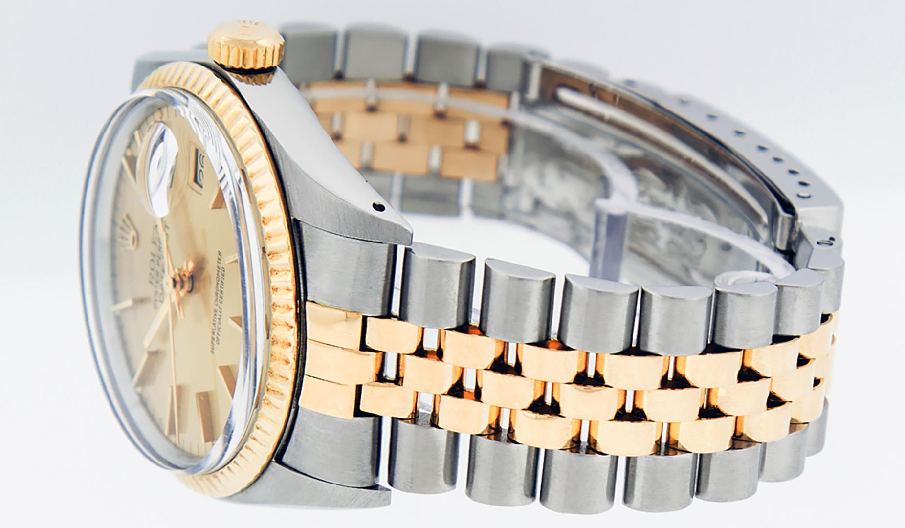 Rolex Mens Two Tone Champagne Index Datejust Wristwatch