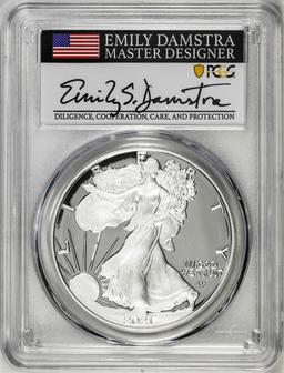 2021-S Type 2 $1 American Silver Eagle Coin PCGS PR70DCAM Emily Damstra Signature FS