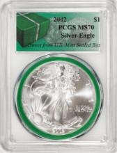 2002 $1 American Silver Eagle Coin PCGS MS70 Direct From U.S. Mint Sealed Box