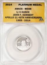 2014 Proof 1/4 oz Platinum JFK Apollo 11 Anniversary Medal ANACS MS68