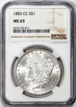 1883-CC $1 Morgan Silver Dollar Coin NGC MS63 Nice Toning