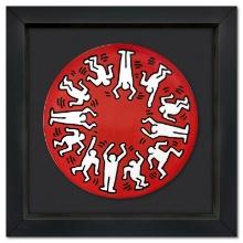 Keith Haring (1958-1990) "White on Red" Framed Limited Edition Plate